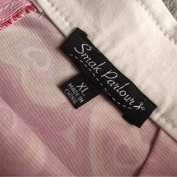 Unique Vintage Smak Parlour Hypnotic Heart Retro Valentine Mod Button Skirt Pink - Picture 3 of 14